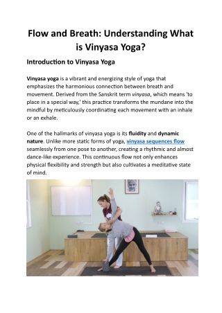 Flow and Breath: Understanding What is Vinyasa Yoga?