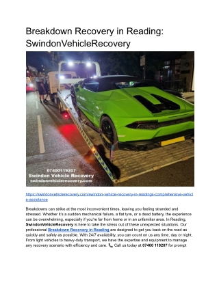 Breakdown Recovery in Reading_ SwindonVehicleRecovery