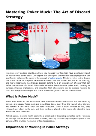 Mastering Poker Muck_ The Art of Discard Strategy