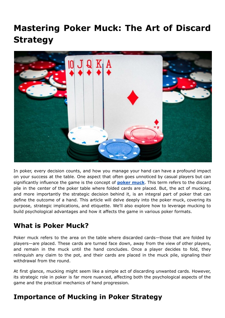 mastering poker muck the art of discard strategy