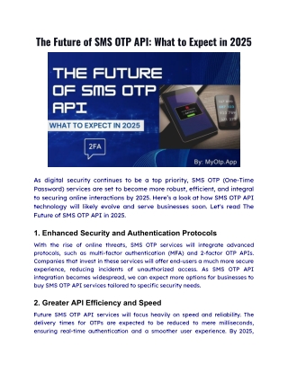 The Future of SMS OTP API: What to Expect in 2025