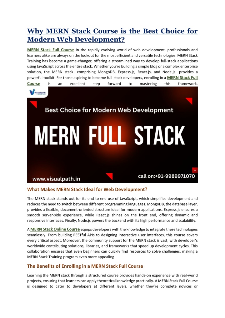 why mern stack course is the best choice