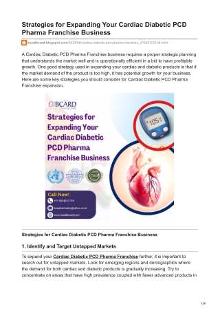 Strategies for Expanding Your Cardiac Diabetic PCD Pharma Franchise Business