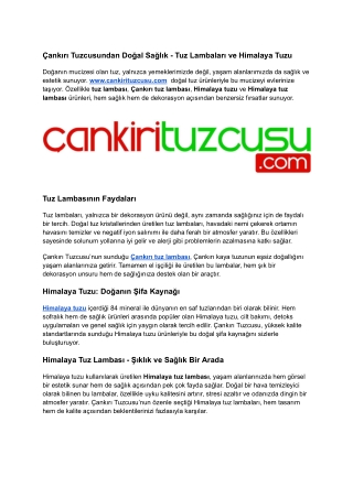 Tuz Lambaları ve Himalaya Tuzu cankirituzcusu.com