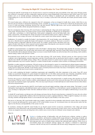 choosing the right dc circuit breaker for your