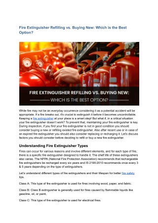 Fire Extinguisher Refilling vs. Buying New: Which is the Best Option?