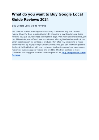 What do you want to Buy Google Local Guide Reviews 2024