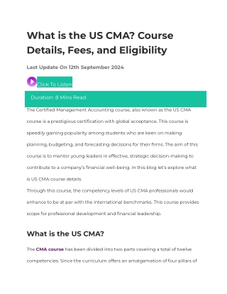 What is the US CMA