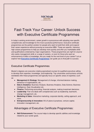 Unlock Success with Executive Certificate Programmes