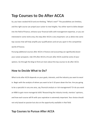 Top Courses to Do After ACCA