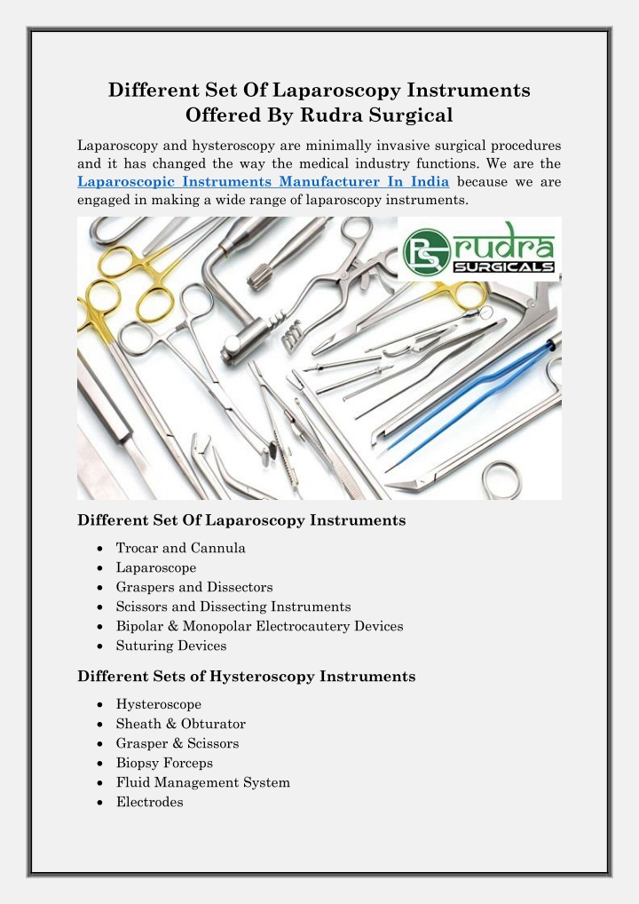 different set of laparoscopy instruments offered