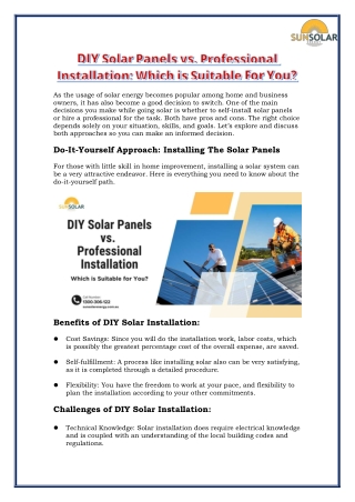 DIY Solar Panels vs Professional Installation: Which Is Right For You?