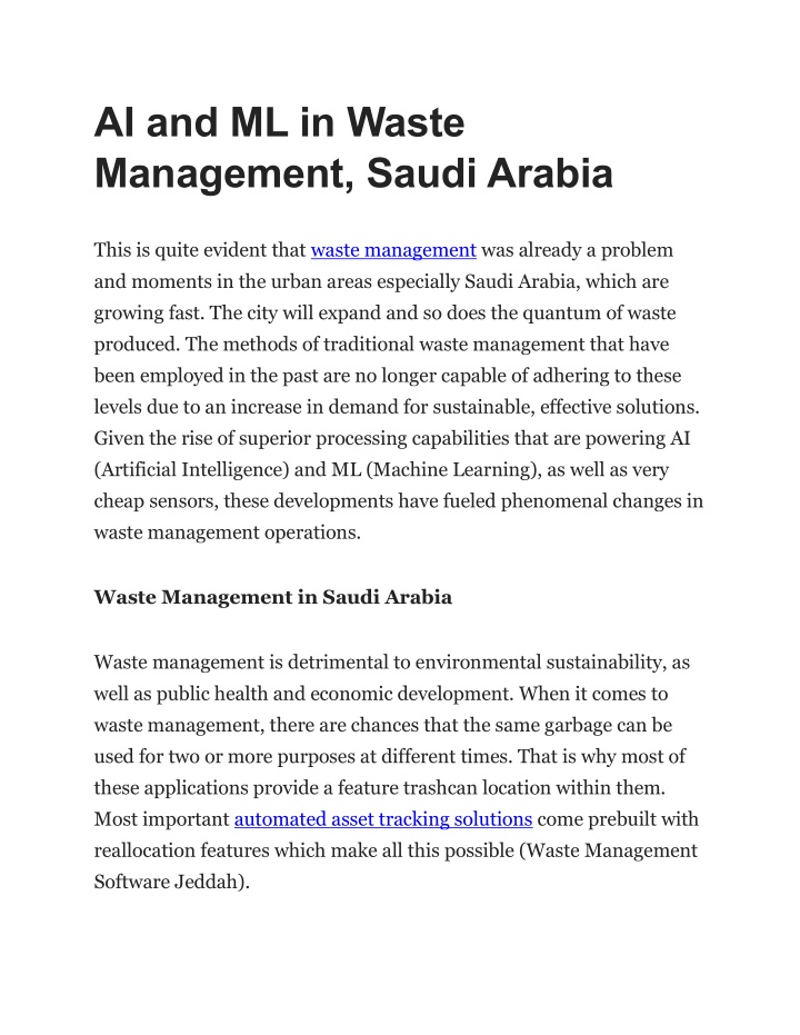 ai and ml in waste management saudi arabia