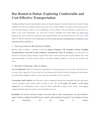 bus rental in dubai exploring comfortable