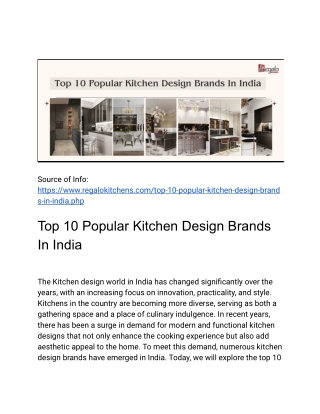 Top 10 Popular Kitchen Design Brands In India