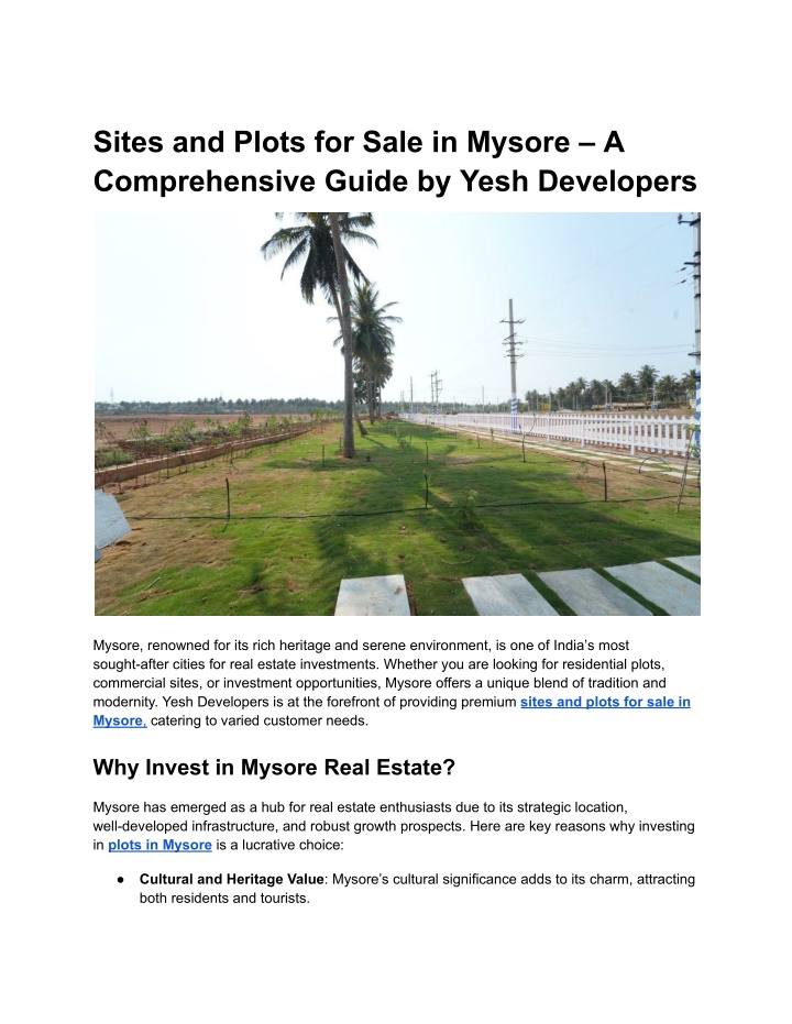 sites and plots for sale in mysore