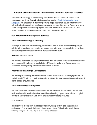 benefits of our blockchain development services