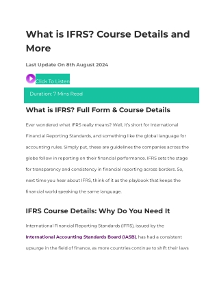 what is ifrs course details and more