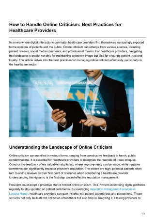 How to Handle Online Criticism Best Practices for Healthcare Providers