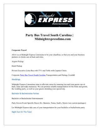 Black Car Services South Carolina | Midnightexpresslimo.com