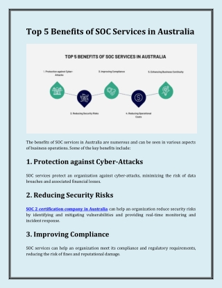 Top 5 Benefits of SOC Services in Australia