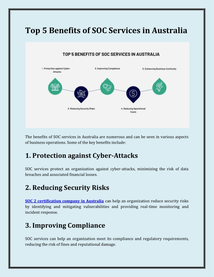 top 5 benefits of soc services in australia