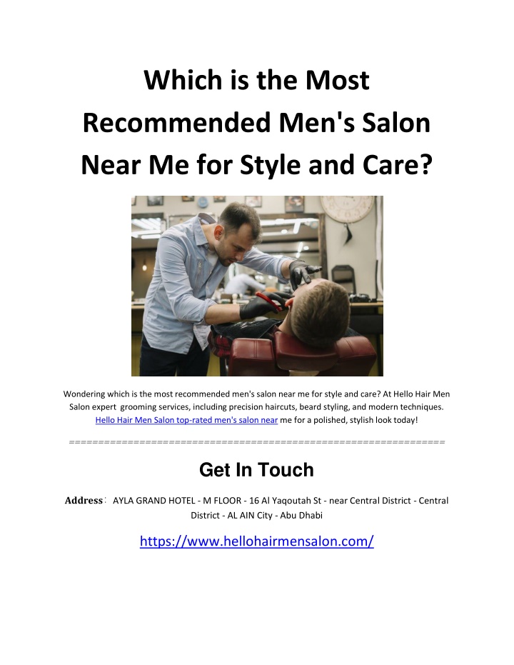 which is the most recommended men s salon near