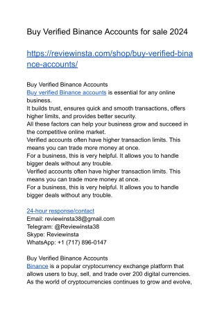 Buy Verified Binance Accounts for sale 2024