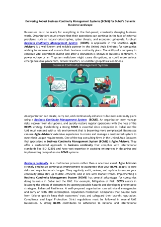 delivering robust business continuity management