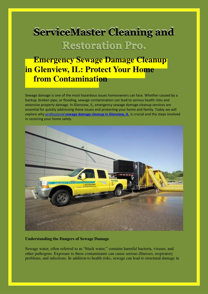 servicemaster cleaning and emergency sewage