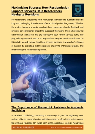 Maximizing Success - How Resubmission Support Services Help Researchers Navigate Revisions