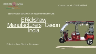 E Rickshaw Manufacturers - Ceeon India