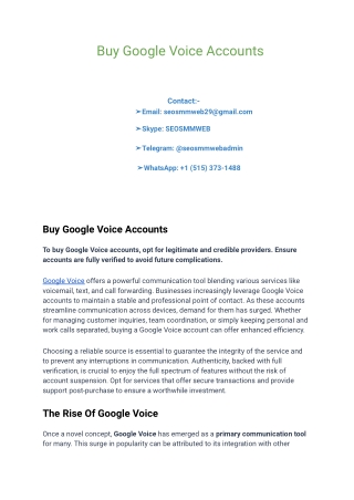 One Of The Best Website To Buy Google Voice Accounts