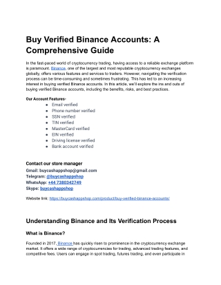 What to Know Before Buy Verified Binance Accounts