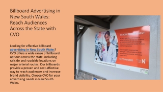 Billboard Advertising in New South Wales Reach Audiences Across the State with CVO