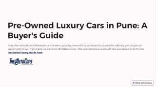 Pre-Owned Luxury Cars in Pune A Comprehensive Buyer’s Guide