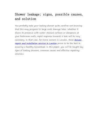 Shower leakage; signs, possible causes, and solutionpdf