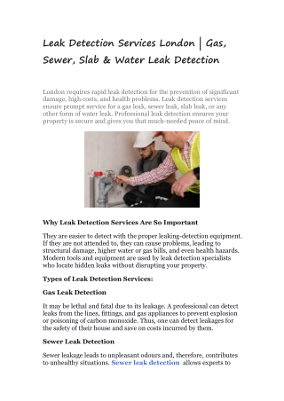 Leak Detection Services London | Gas, Sewer, Slab & Water Leak Detection