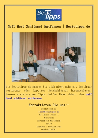 Neff Herd Schlüssel Entfernen  Bestetipps.de