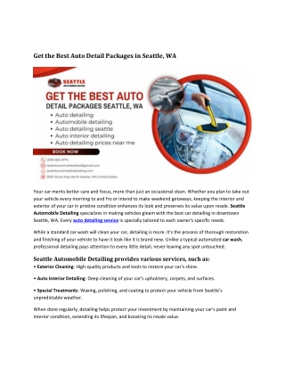 Get the Best Auto Detail Packages in Seattle