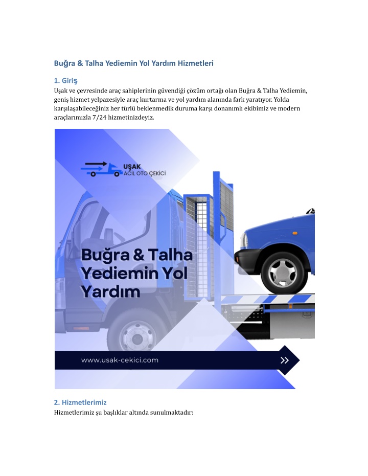 bu ra talha yediemin yol yard m hizmetleri