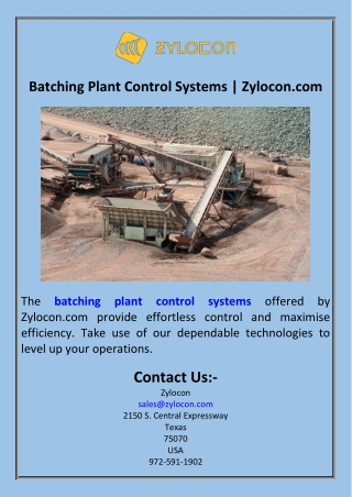 Batching Plant Control Systems  Zylocon.com