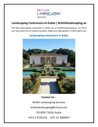 Landscaping Contractors In Dubai  Britishlandscaping.ae