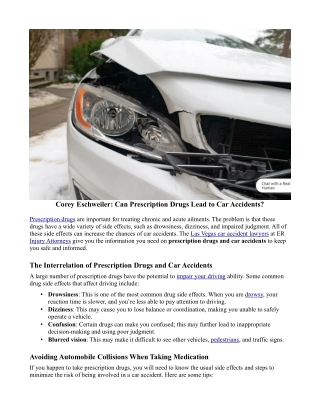 Corey Eschweiler: Can Prescription Drugs Lead to Car Accidents?