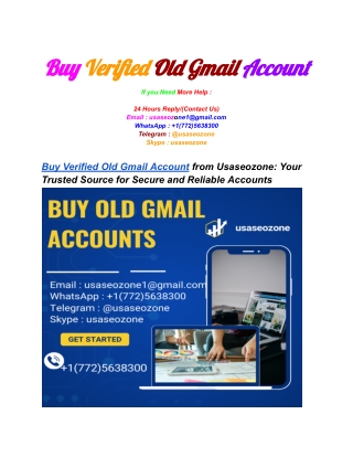Buy Verified Old Gmail Account