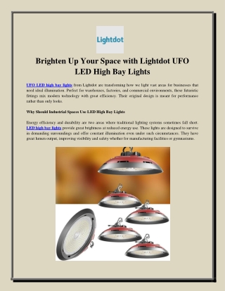 Brighten Up Your Space with Lightdot UFO LED High Bay Lights