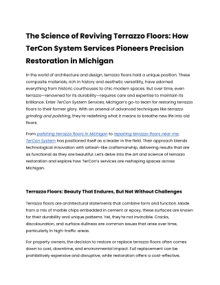 The Science of Reviving Terrazzo Floors_ How TerCon System Services Pioneers Precision Restoration in Michigan