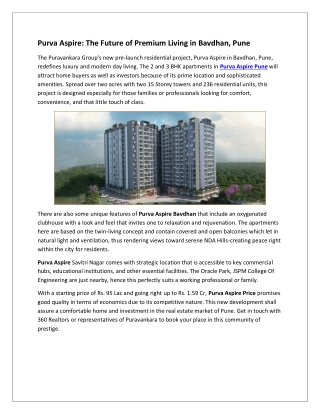 Purva Aspire in Pune