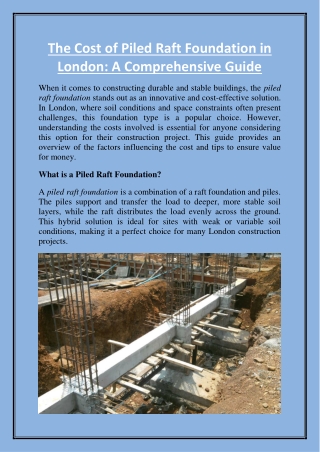 the cost of piled raft foundation in london
