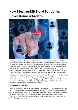 How Effective B2B Brand Positioning Drives Business Growth